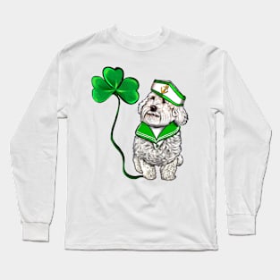 Top 10 best Irish Gifts Sailor Cavapoo dog with Clover Shamrock Green three leaf Shamrock Clover Long Sleeve T-Shirt